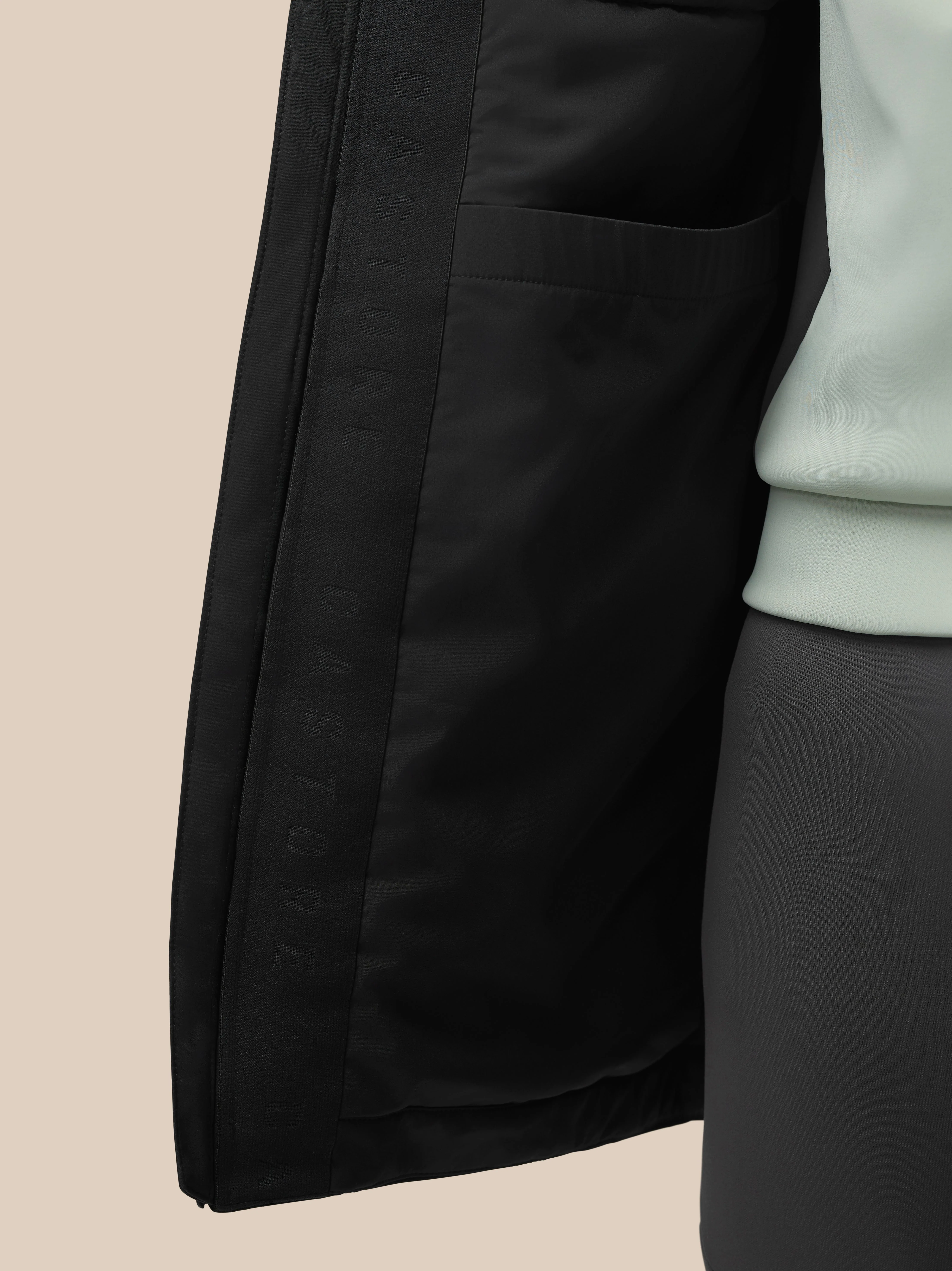 Longline Wadded Jacket - Black - Image 6