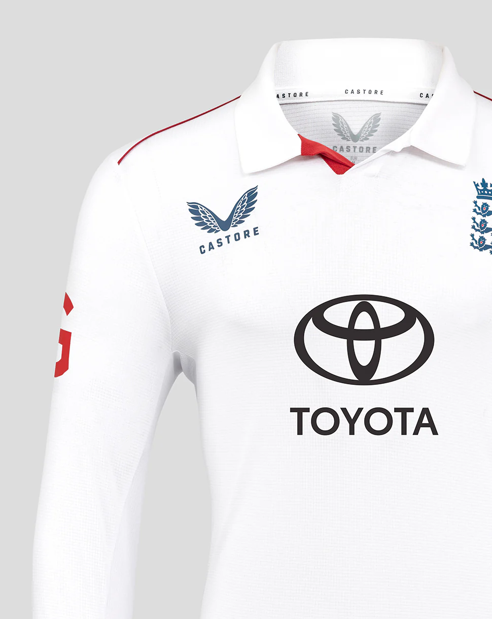 Mens 26/27 England Cricket Test Pro Long Sleeve Shirt - White - Image 3