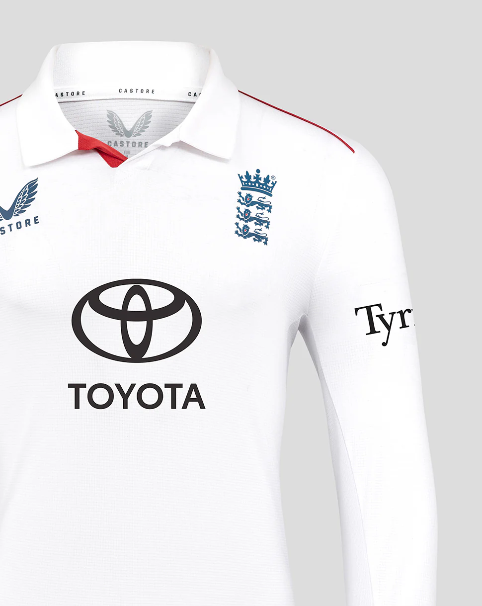 Mens 26/27 England Cricket Test Pro Long Sleeve Shirt - White - Image 4