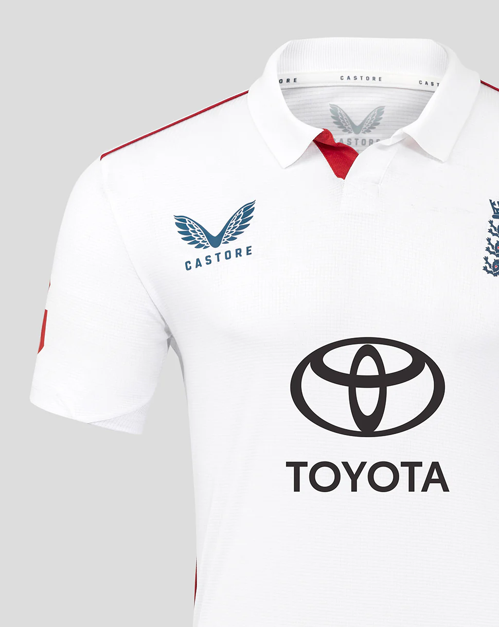 Mens 26/27 England Cricket Test Pro Short Sleeve Shirt - White - Image 3