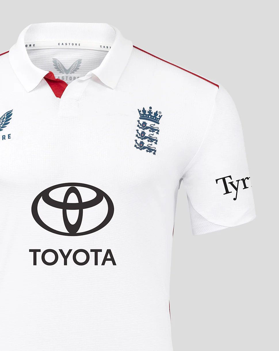 Mens 26/27 England Cricket Test Pro Short Sleeve Shirt - White - Image 4
