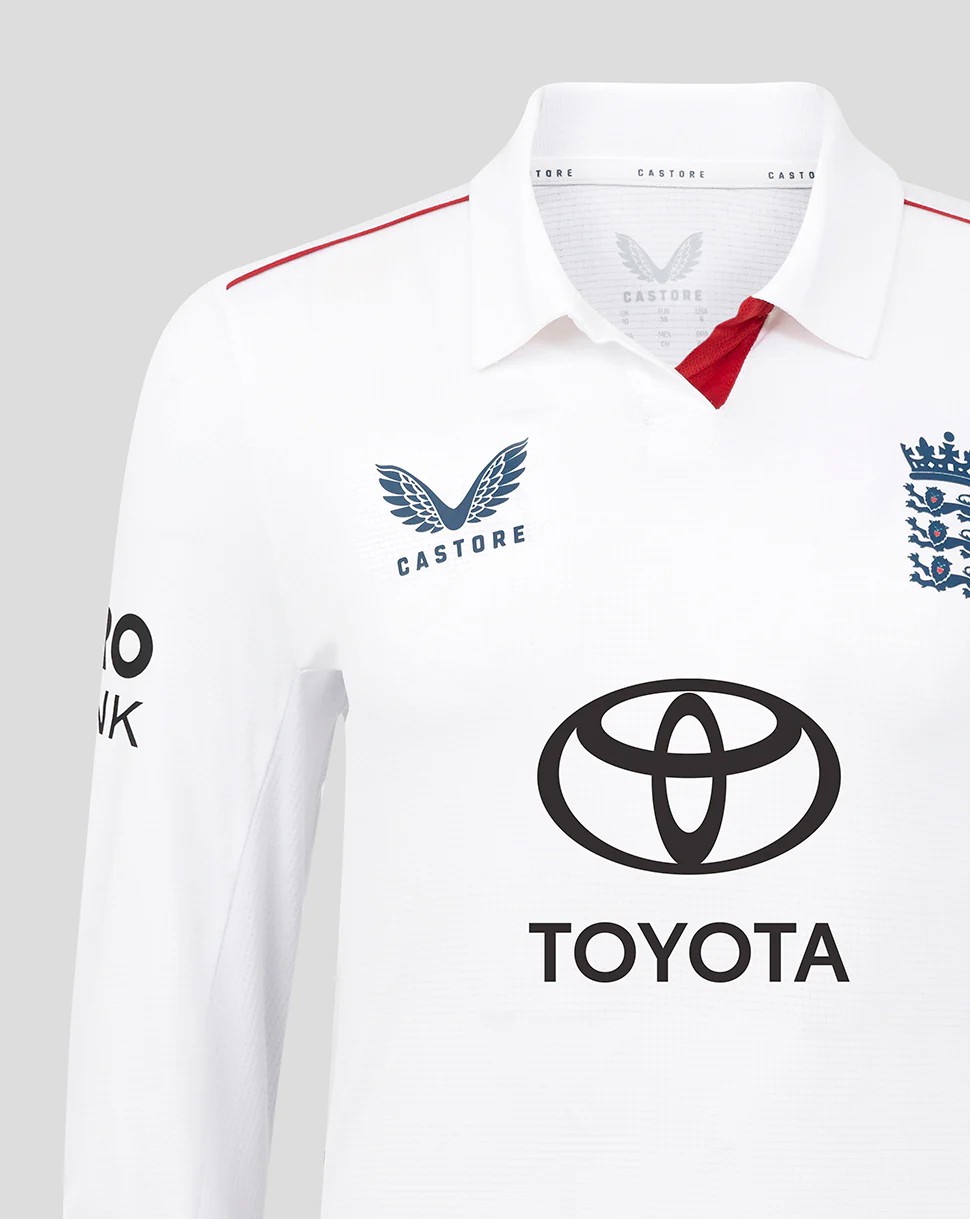 Womens 26/27 England Cricket Test Pro Long Sleeve Shirt - White - Image 3