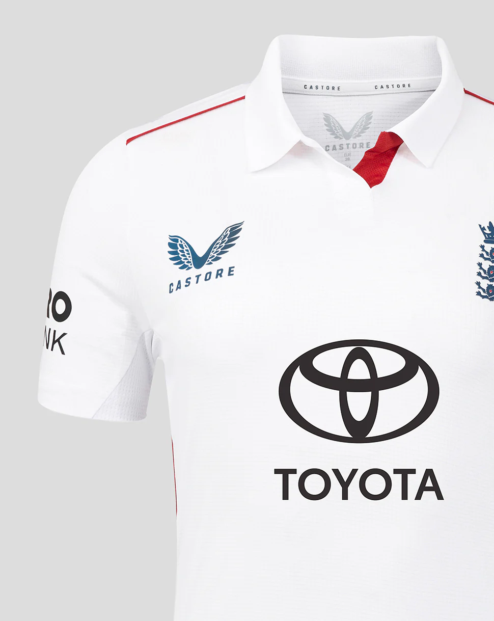 Womens 26/27 England Cricket Test Pro Short Sleeve Shirt - White - Image 3