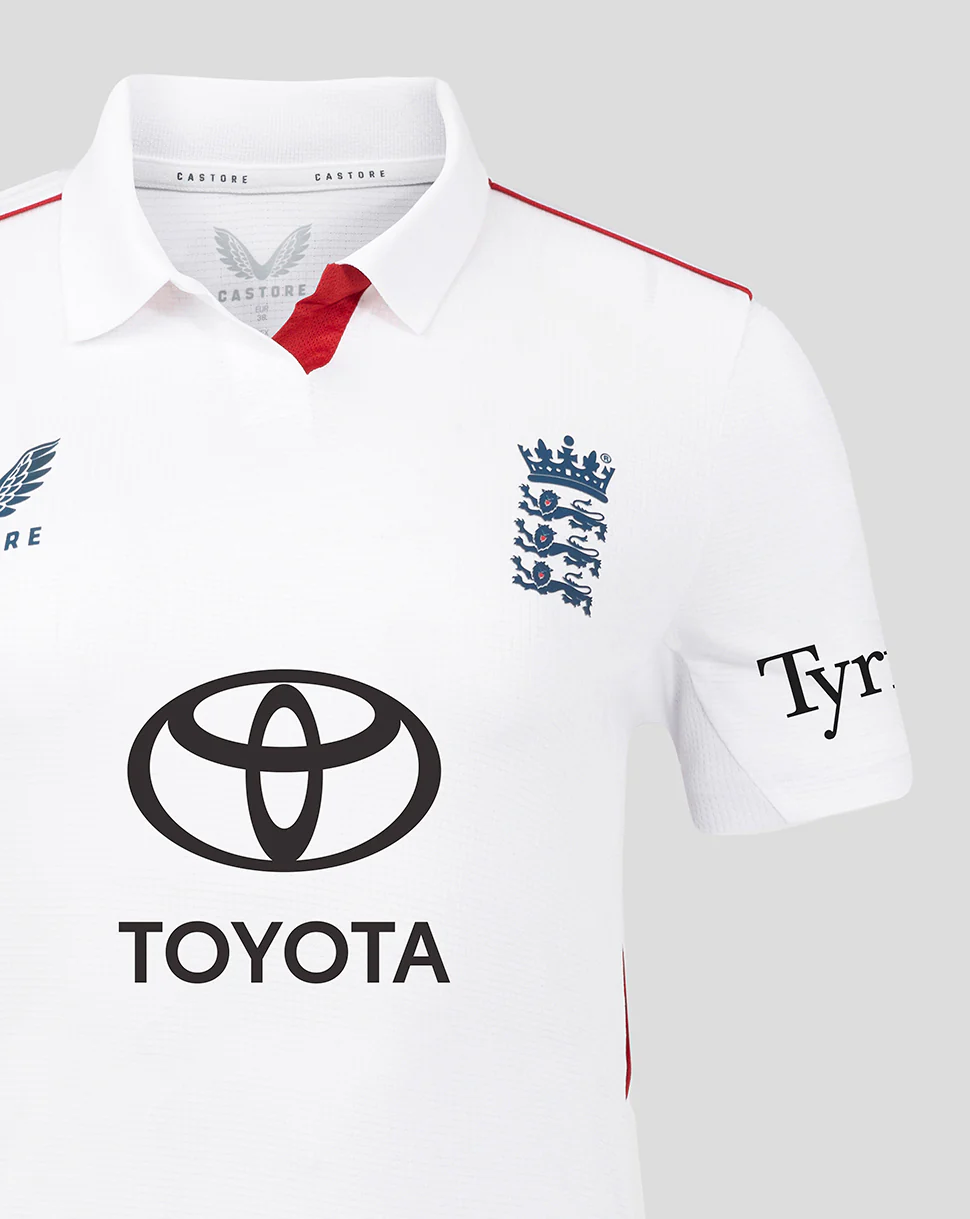 Womens 26/27 England Cricket Test Pro Short Sleeve Shirt - White - Image 4